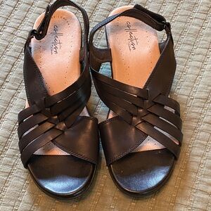 Clarks black Leather Women's Sandals